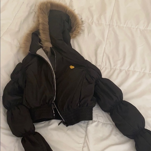 Guess Jackets & Blazers - Guess Cropped Fur Hood Jacket